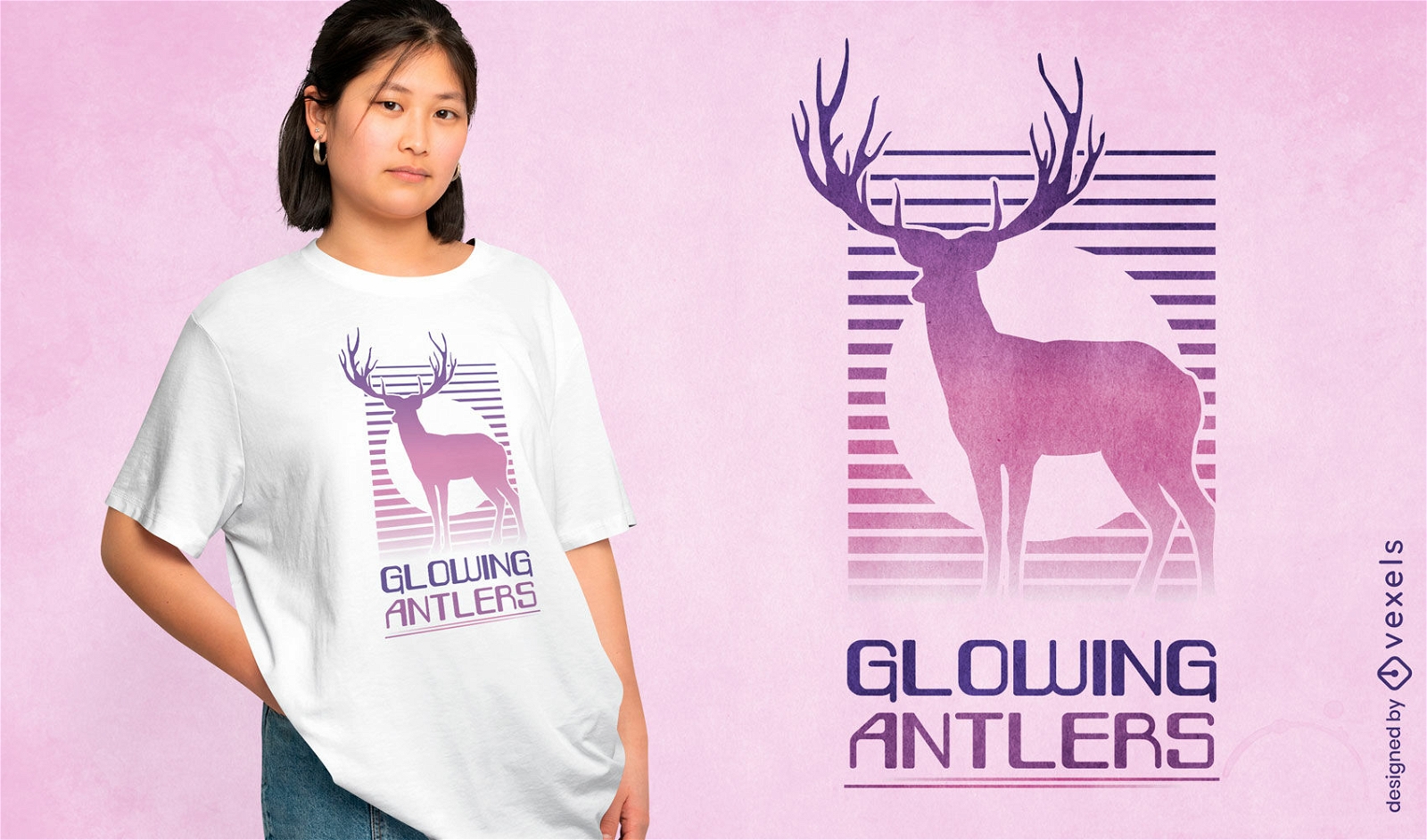 Deer wild animal pink t-shirt design