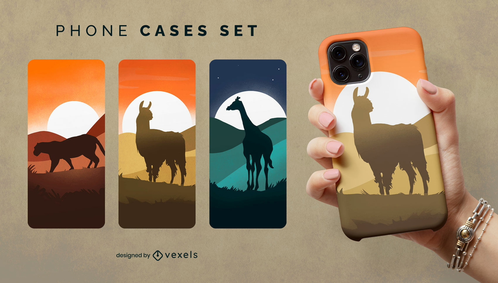 Animals in the jungle phone case set