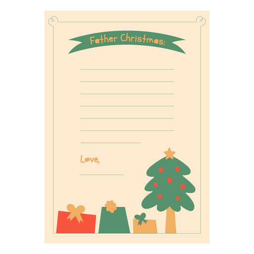 Father christmas card with a tree and presents PNG Design