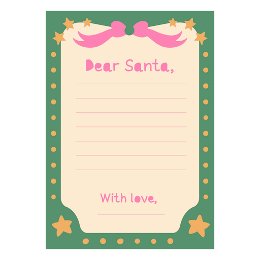 Dear santa with stars on a green background PNG Design