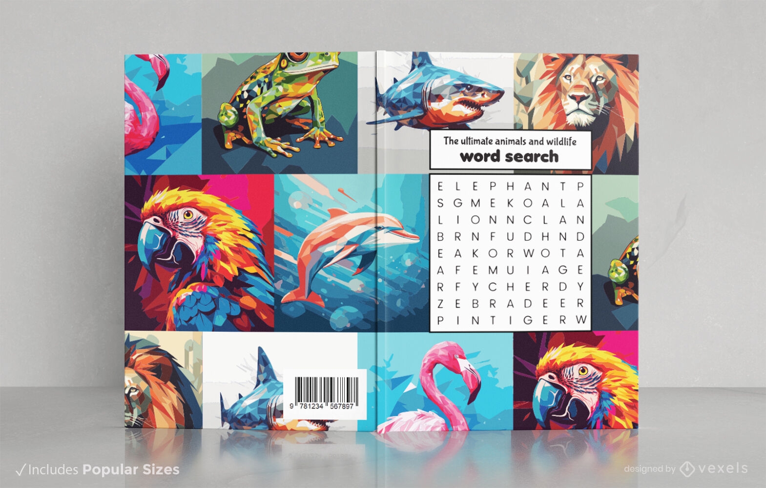Design realista de capa de livro do reino animal
