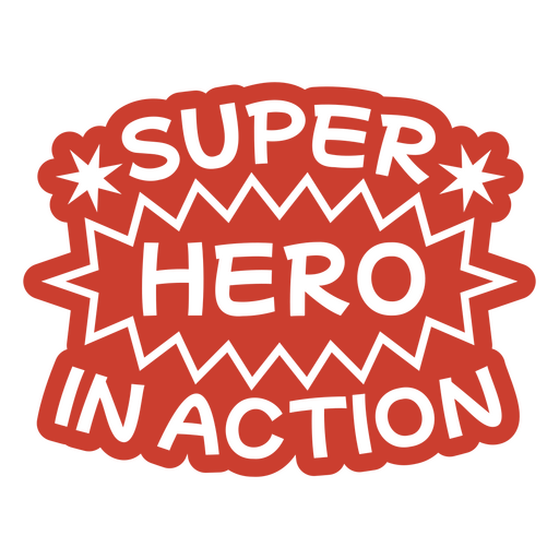Adesivo de super-herói em ação Desenho PNG