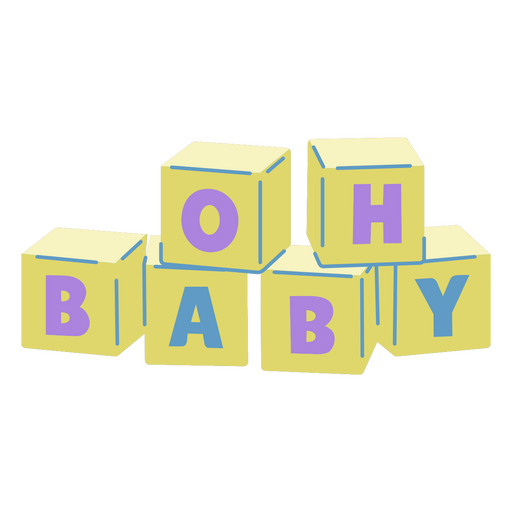Conjunto de bloques con la palabra oh baby sobre ellos. Diseño PNG