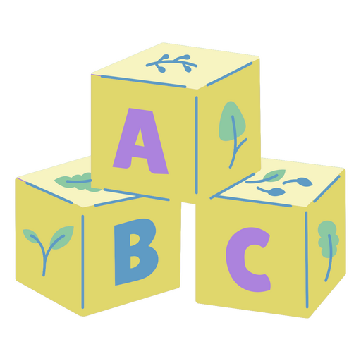 Conjunto de blocos amarelos com as letras abc Desenho PNG