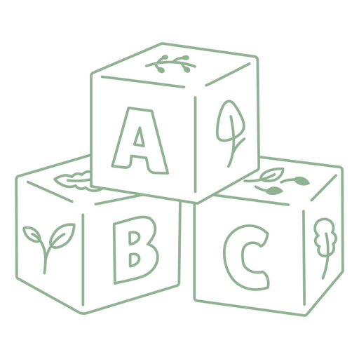 Verspieltes Alphabet-Blockdesign mit Naturelementen PNG-Design