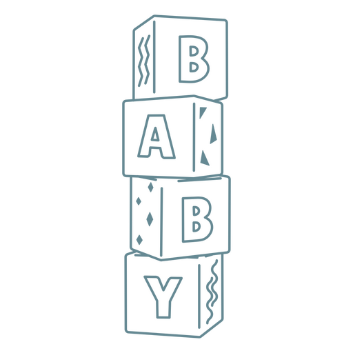 Lindo diseño de bloque de bebé con letras divertidas. Diseño PNG