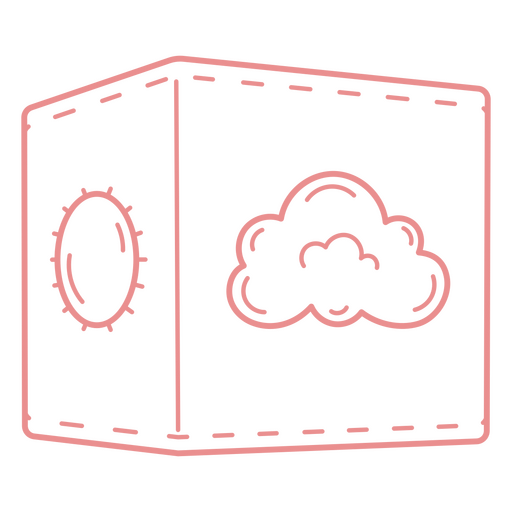 Playful cube design with sun and cloud illustrations PNG Design