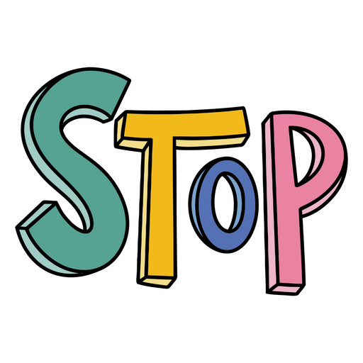 Das Wort ?Stop? in bunten Buchstaben PNG-Design