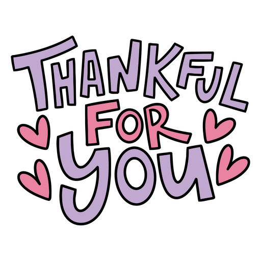 Colorful gratitude quote design with hearts t-shirt design PNG Design