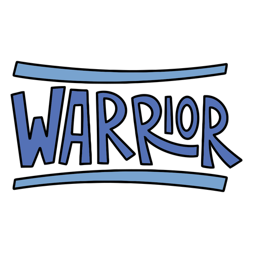 The word warrior in blue PNG Design