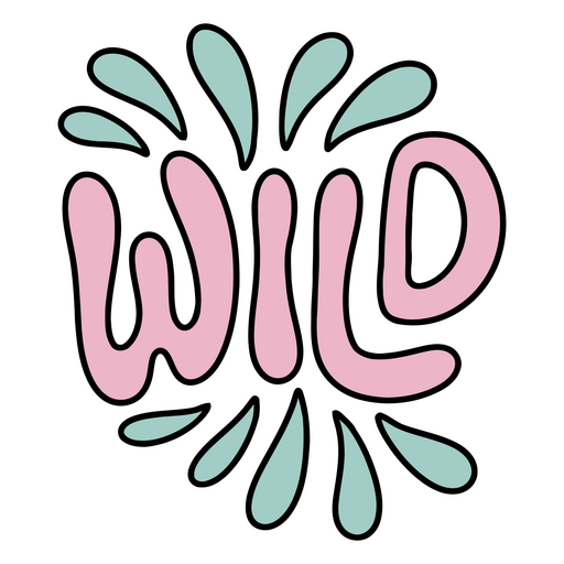The word wild in pink and blue PNG Design