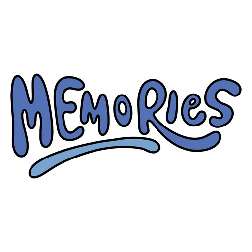 La palabra recuerdos escrita en azul. Diseño PNG