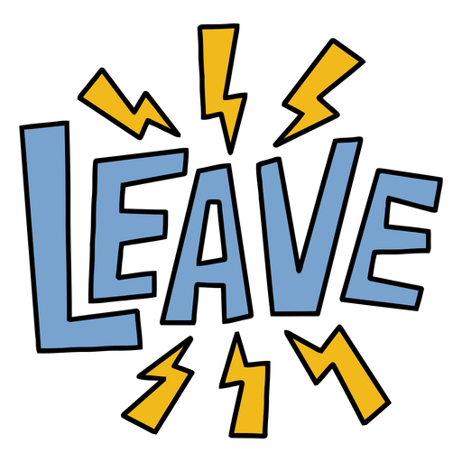 The word leave in blue and yellow PNG Design