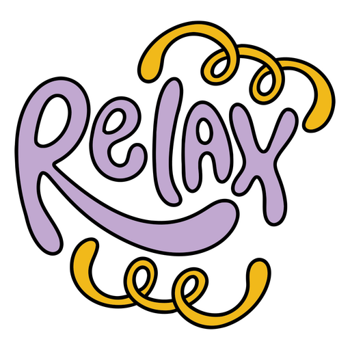 Das Wort ?Relax? in Lila und Gelb PNG-Design