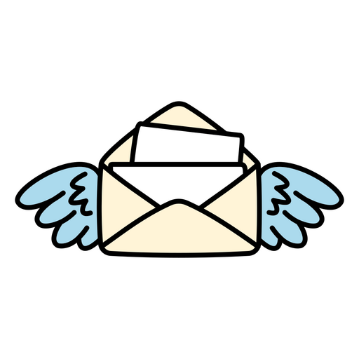 Ilustração fofa de envelope com asas Desenho PNG