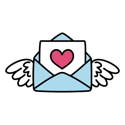 Envelope with wings and a heart inside PNG Design