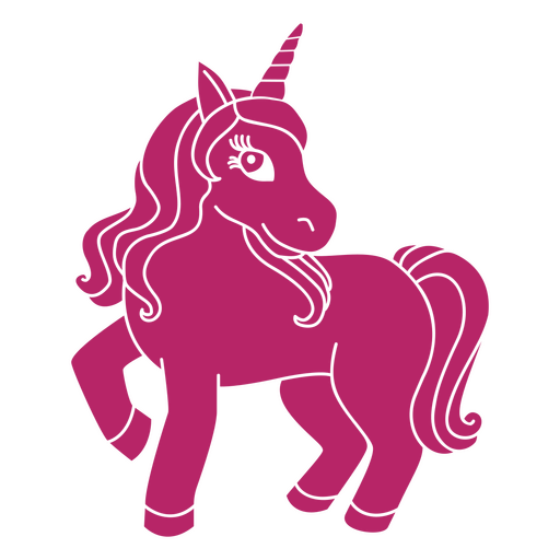 Unicornio rosa de pie Diseño PNG