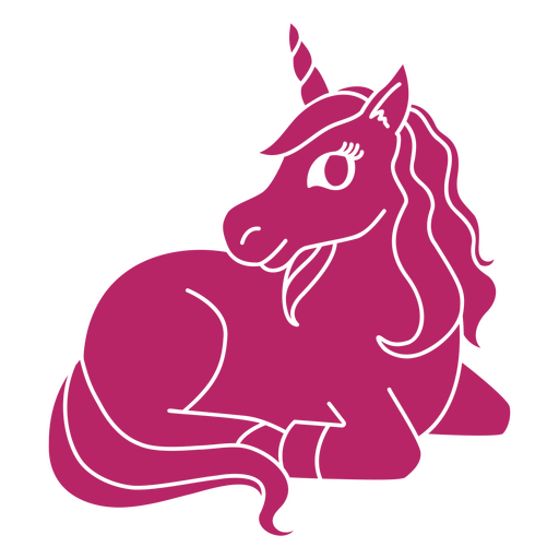 Unicornio rosa acostado Diseño PNG