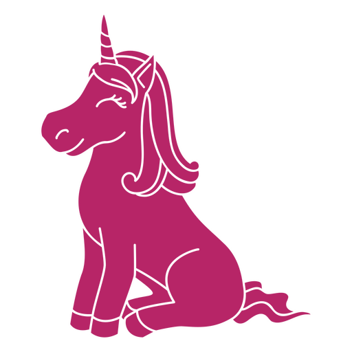 Unicornio rosa sentado Diseño PNG