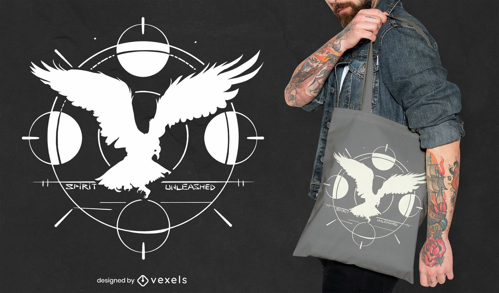 Eagle bird flying tote bag design
