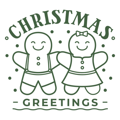 Christmas greetings with a gingerbread man and a girl PNG Design