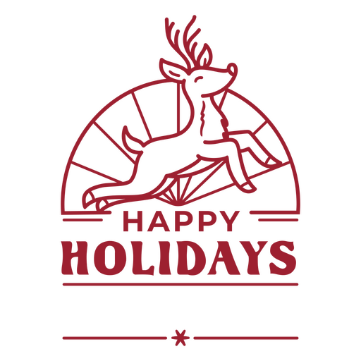 Logo de felices fiestas con un reno. Diseño PNG