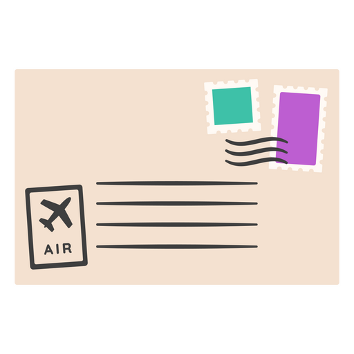 Envelope with a postage stamp and an airplane PNG Design