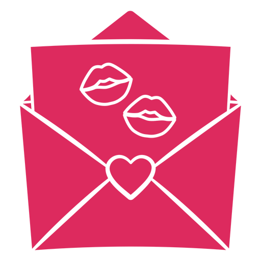 Envelope de dia dos namorados com beijos Desenho PNG
