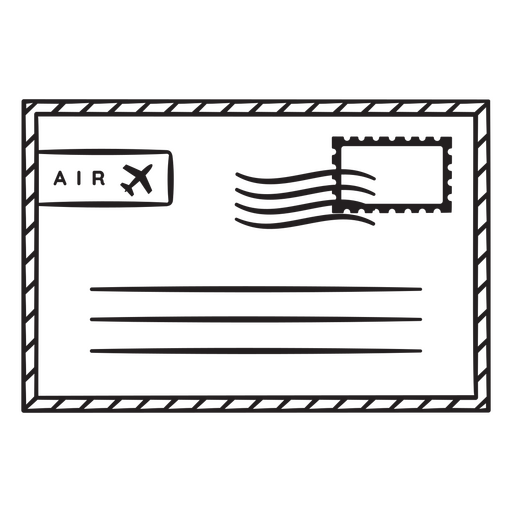 Envelope preto com um selo postal Desenho PNG