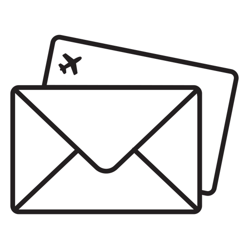 Envelope e um ícone de avião Desenho PNG