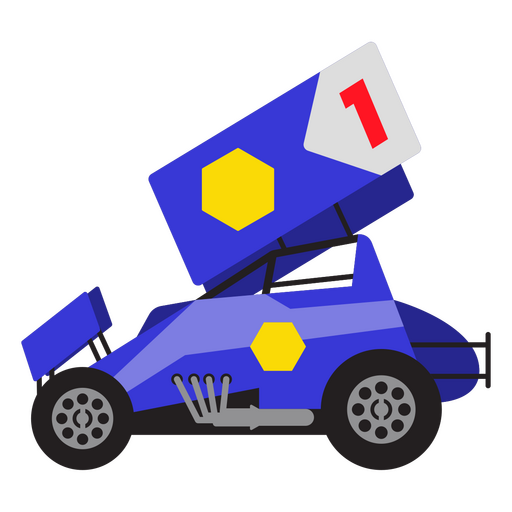 Blue race car with a number 1 on it PNG Design