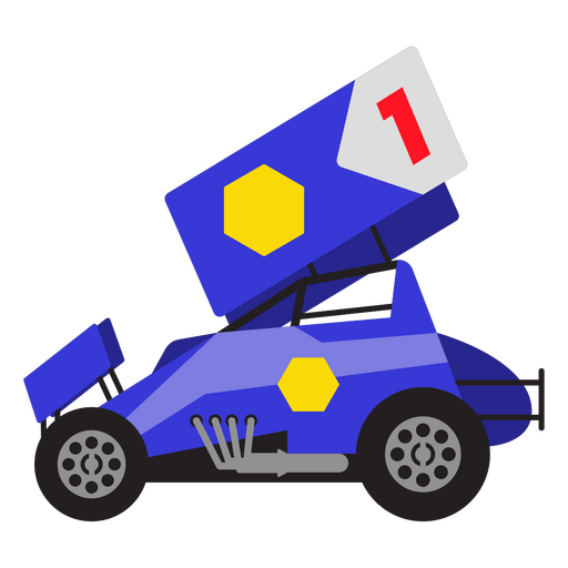 Carro de corrida azul com o número 1 Desenho PNG