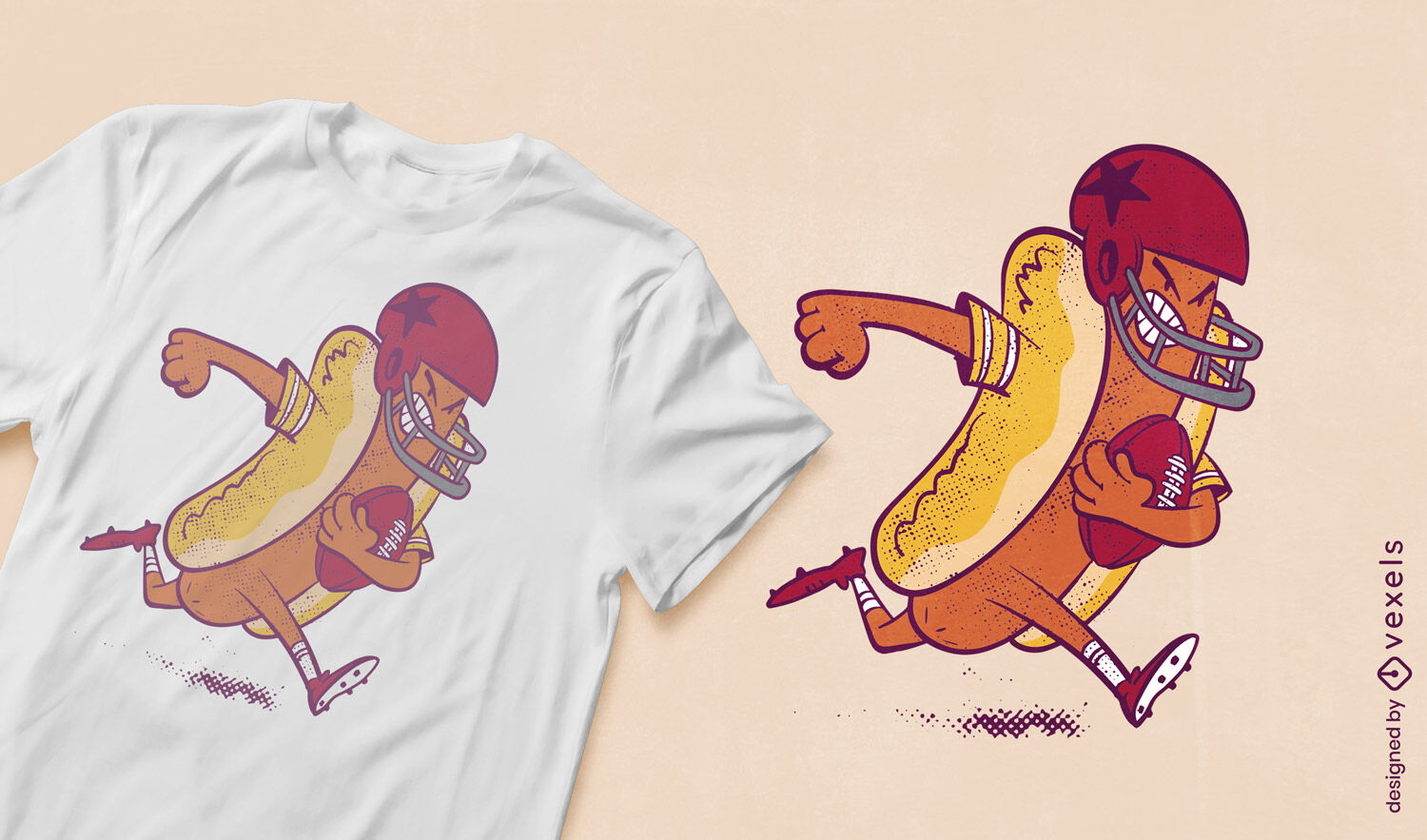 Hot Dog Football Player T shirt Design Vector Download