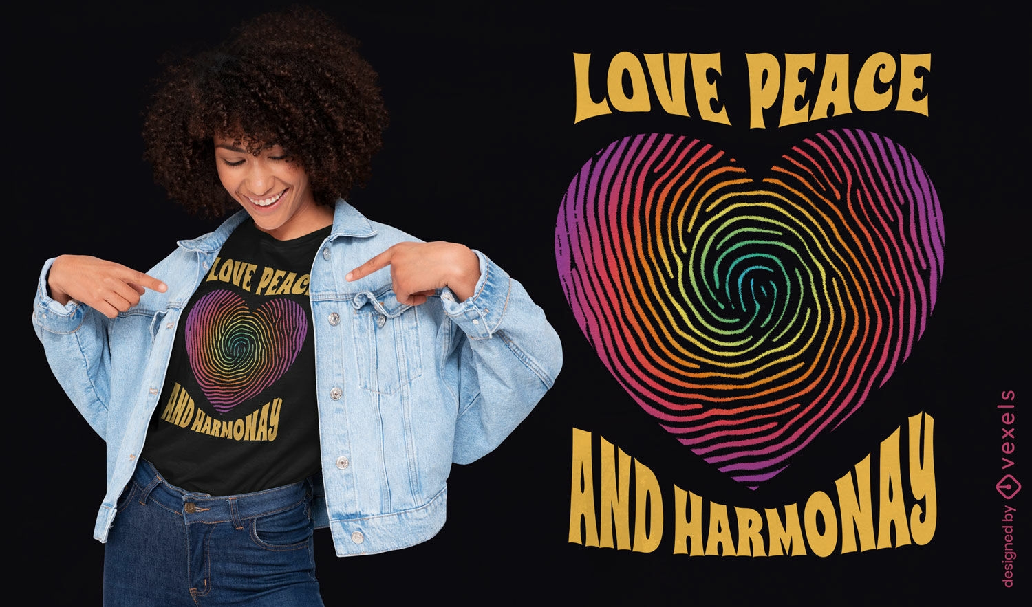 Amo o design de camisetas de paz e harmonia