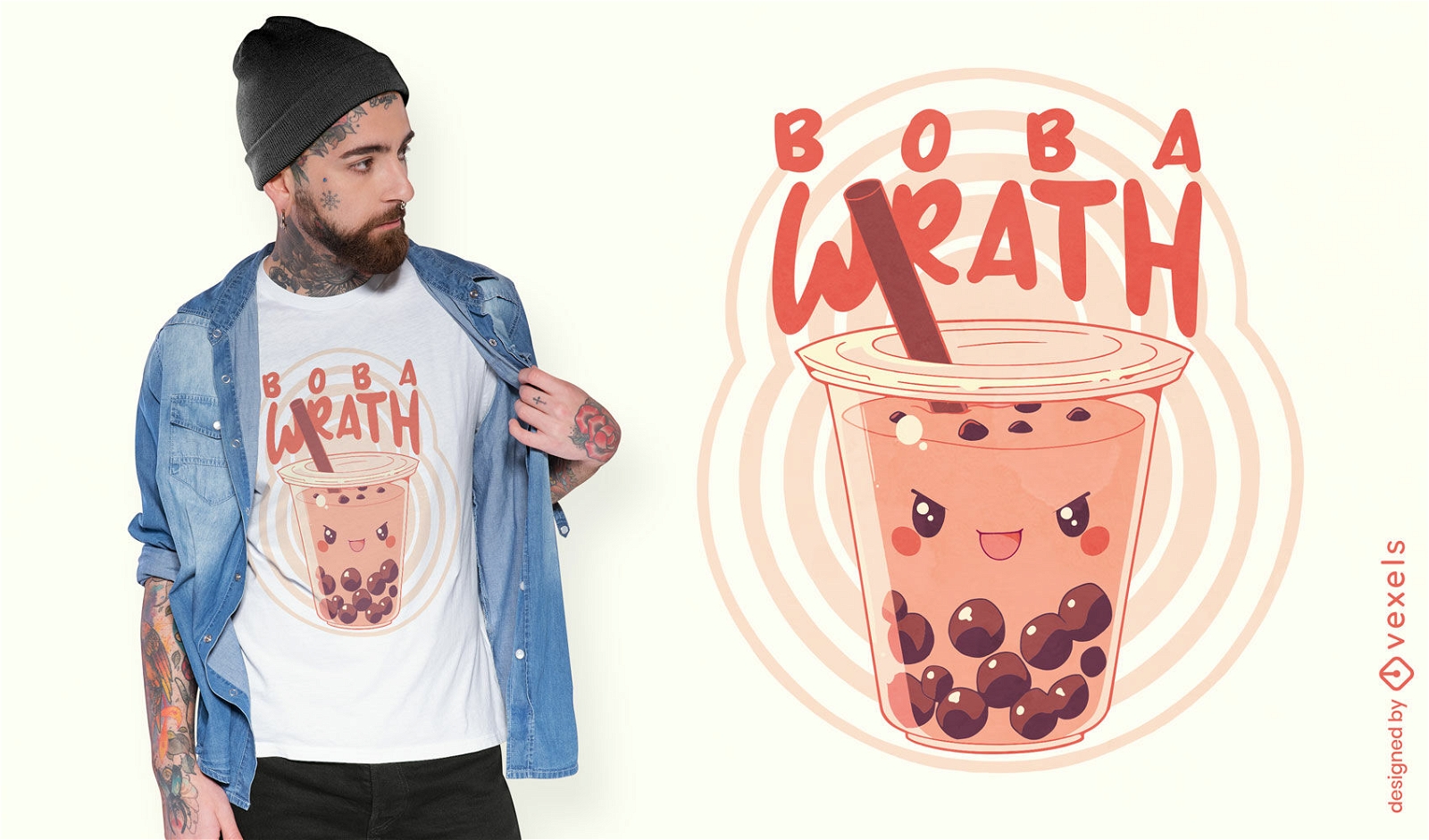 Cute angry boba tea t-shirt design