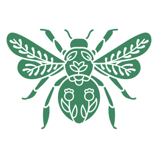 Ilustração elegante de abelha com elementos florais Desenho PNG