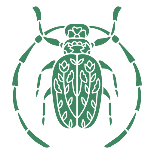 Elegante diseño de escarabajo floral verde Diseño PNG