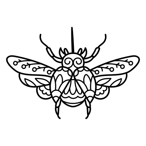 Desenho de arte de linha de abelha intrincado Desenho PNG