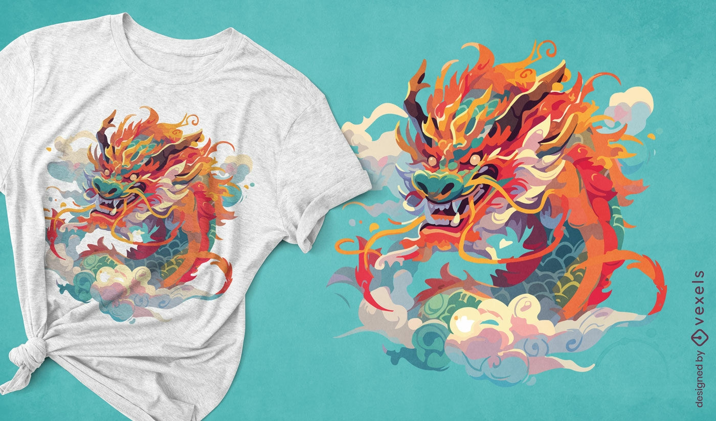 Buntes chinesisches Drachen-T-Shirt-Design