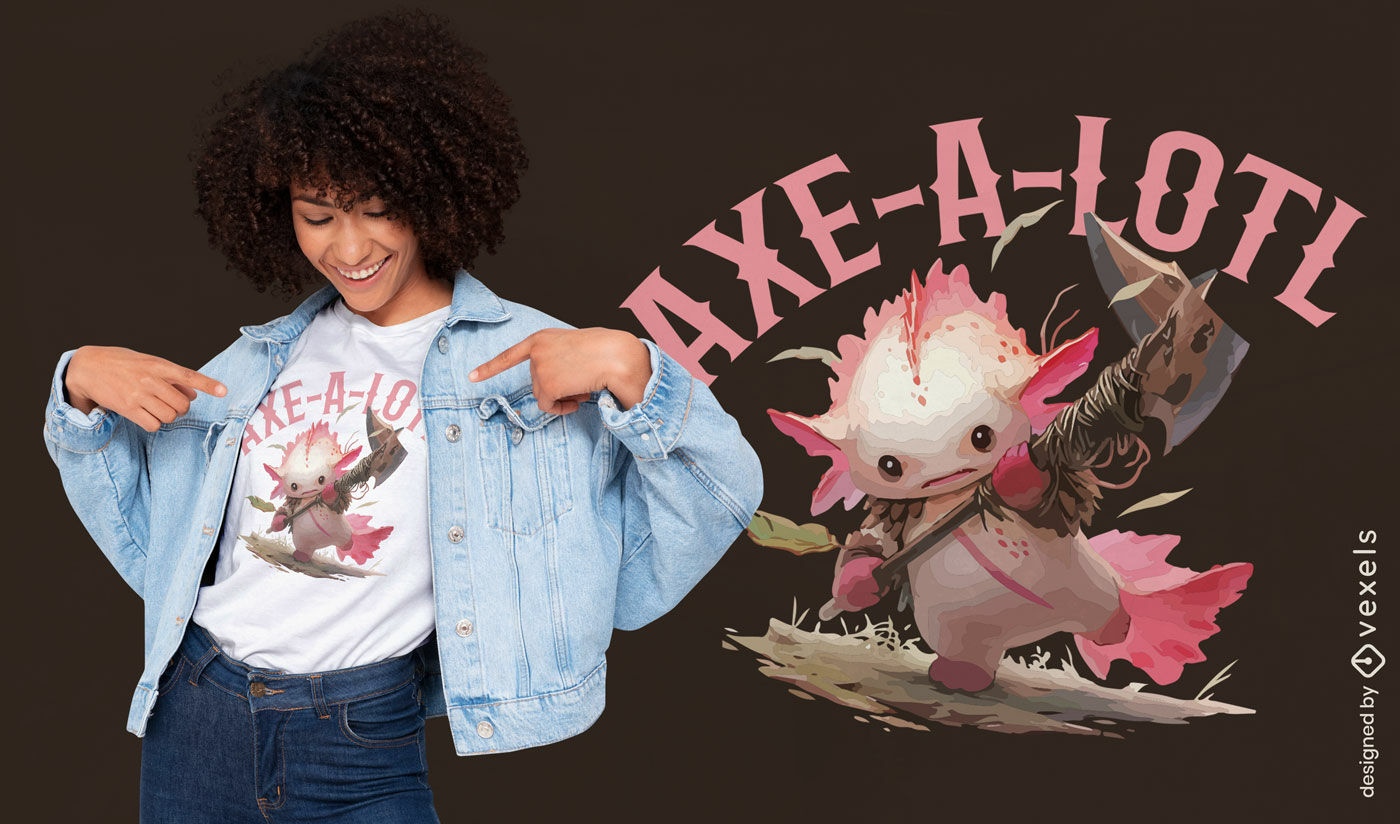 Axolotl hält ein Axt-T-Shirt-Design