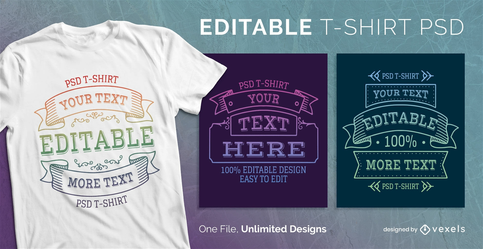 Gradient badge lettering scalable t-shirt PSD
