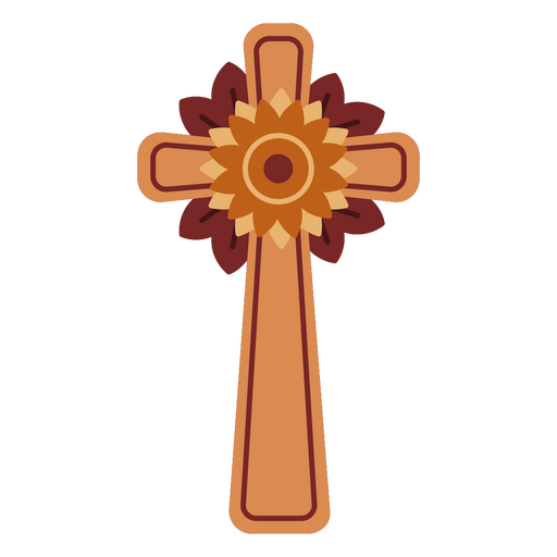 Cross with a flower on it PNG Design