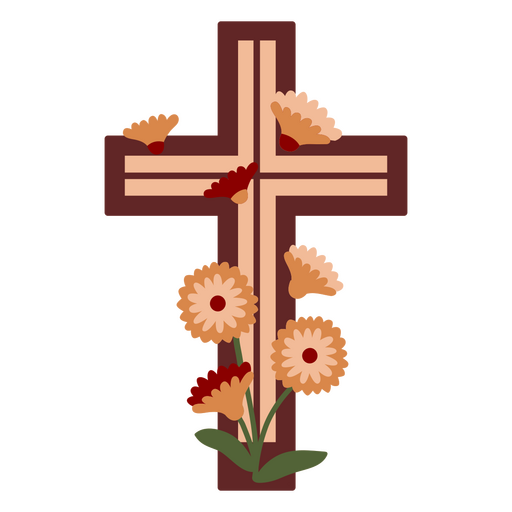 Vintage-inspired floral cross graphic design PNG Design