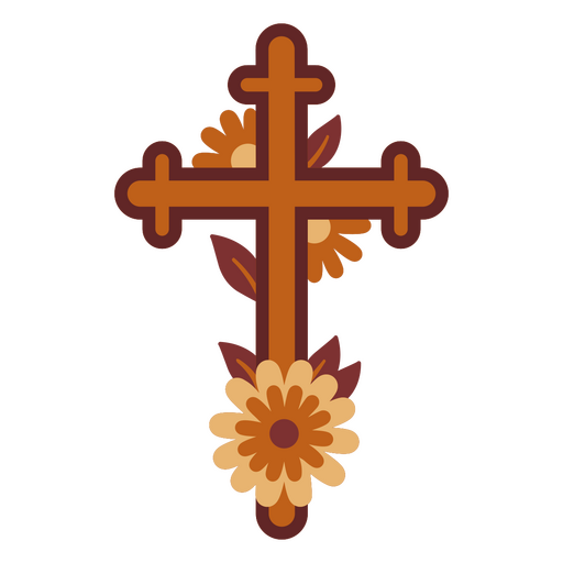 Floral cross illustration with warm tones PNG Design