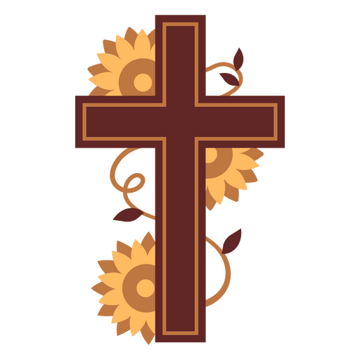 Cross with sunflowers PNG Design