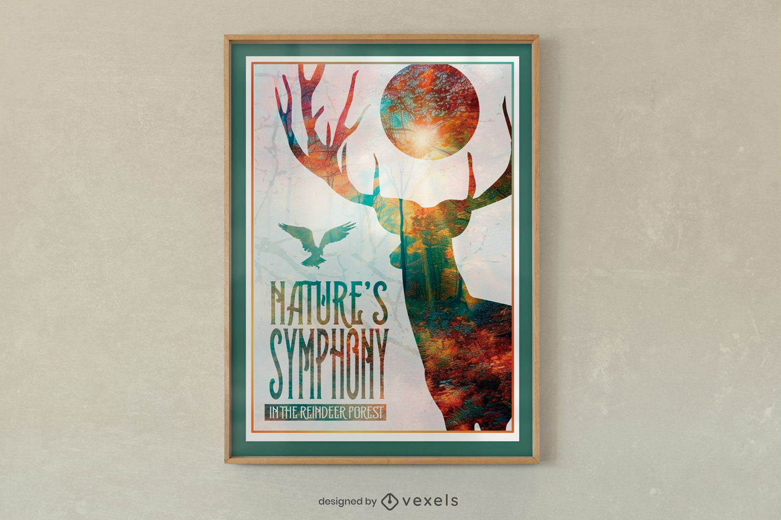 Deer silhouette animal poster template