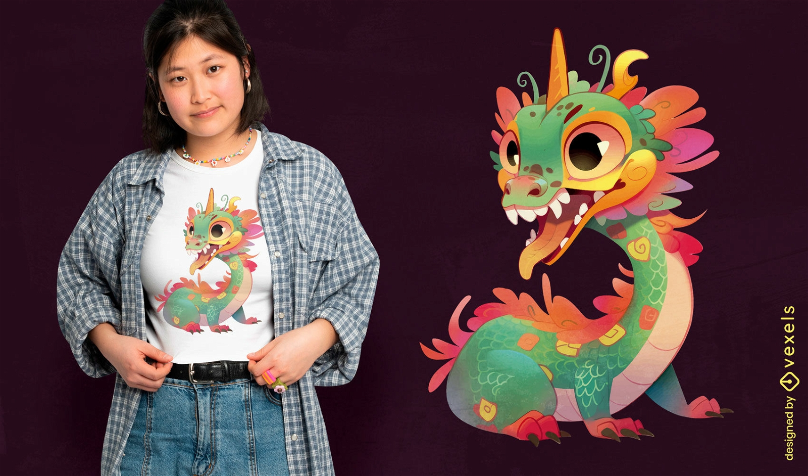 Cute chinese dragon t-shirt design