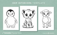 Descarga Vector De Lindos Animales De Dibujos Animados Para Colorear Páginas De Diseño De Libros