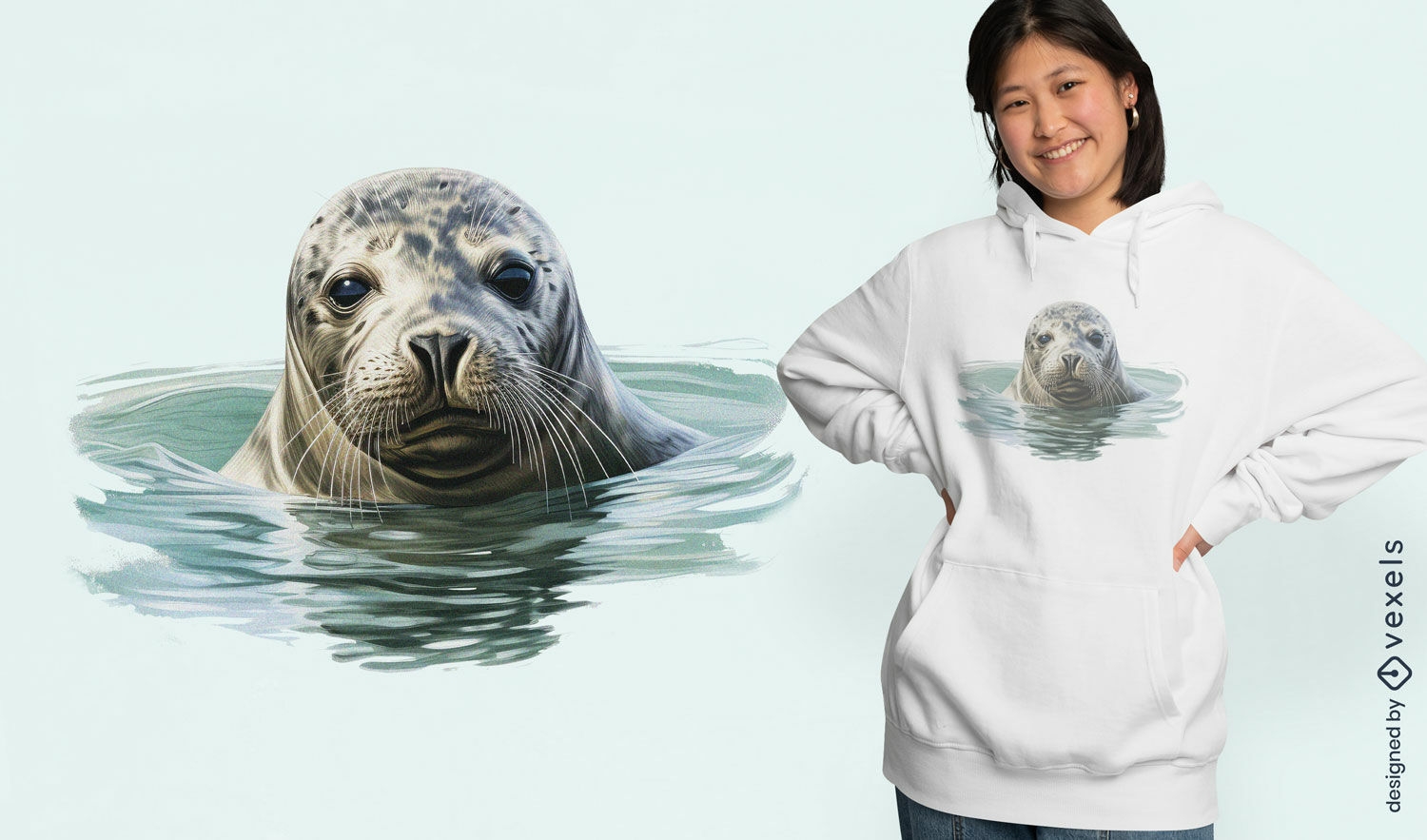 Realistic seal illustration t-shirt design