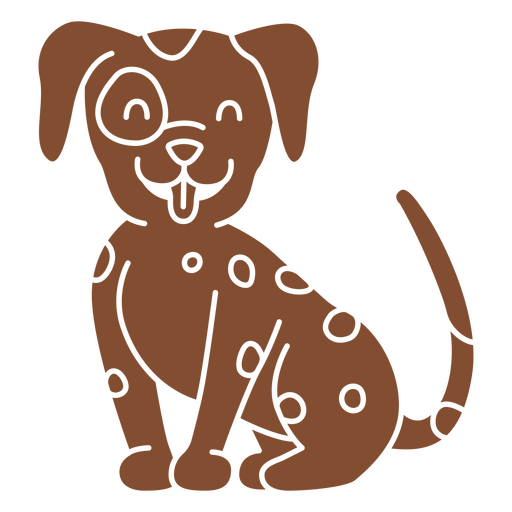 Perro marrón con lunares sentado. Diseño PNG